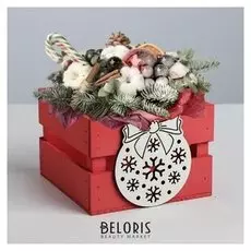 Деревянный ящик реечный «Шар», 13 × 13 × 9 см, с декором