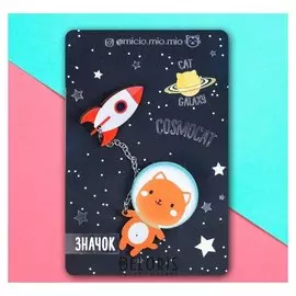 Деревянный значок "Cosmocat"