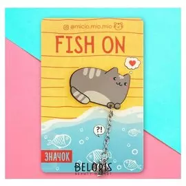 Деревянный значок "Fish On"