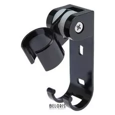 Держатель для душевой лейки, регулируемый с крючком, алюминий, черный