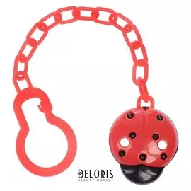 Держатель для пустышки «Божья коровка» на цепочке, цвет красный
