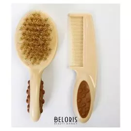 Детская щеточка с расческой, ворс из натуральной щетины