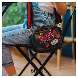 Детская сумка "Kiss", искусственная кожа, черная