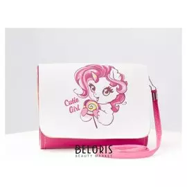 Детская сумка, отдел на клапане, цвет белый/розовый