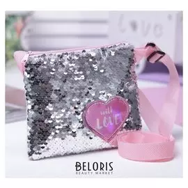 Детская сумка с пайетками, цвет серебристый и розовый