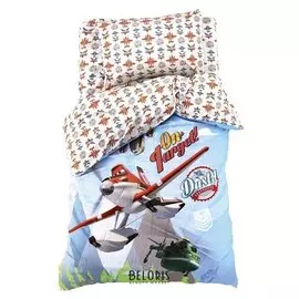 Детское постельное бельё 1,5 сп "Самолеты" 143х215 см, 150х214 см, 70х70 см -1 шт, 100% хлопок, поплин 125 г/м2