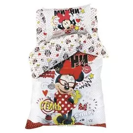 Детское постельное бельё 1,5 сп "Модница минни маус", размер 143х215 см, 150х214 см, 50х70 см -1 шт., 100% хлопок, поплин 125 г/м2