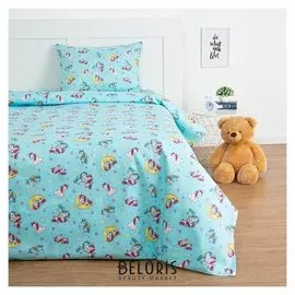 Детское постельное бельё экономь и Я «Единорожки» 1,5 сп, цвет голубой, 145х210 см, 150х210 см, 50х70 см - 1 шт