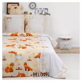 Детское постельное бельё дайпоспать «Лисята», цвет бежевый, 147х217 см, 150х220 см, 70х70 см - 2шт
