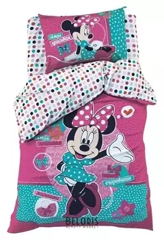 Детское постельное бельё "Минни маус" 1,5 сп., размер 143х215 см, 150х214 см, 50х70 см -1 шт., 100% хлопок, поплин 125 г/м2