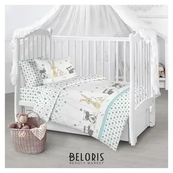 Детское постельное бельё «Зверята», 112х147, 100х150, 40х60см