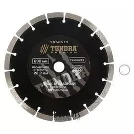 Диск алмазный отрезной Tundra Pro, повышенный ресурс, сегментный, сухой рез, 230 х 22 мм