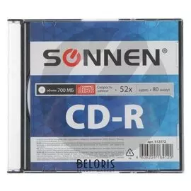 Диск Cd-r Sonnen, 52x, 700 Мб, Slim Case, 1 шт