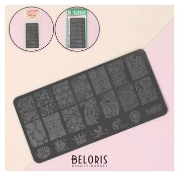 Диск для стемпинга металлический, 6 × 12 см, цветочно-растительные узоры