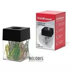 Диспенсер для скрепок магнитный Erichkrause, в наборе 100 цветных скрепок