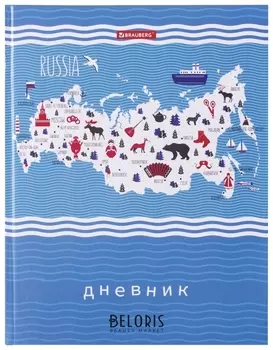 Дневник 1-4 класс 48 л., твердый, глянцевая ламинация, с подсказом, "Россия"