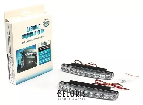 Дневные ходовые огни KS, Ks-008-2, (8 Led), хром, провода, 155х42х17 мм, 2 шт