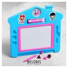 Доска магнитная "Домик со счетами" с чёрной крошкой, 3 печати и часы в комплекте