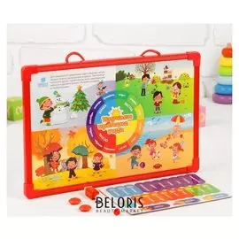 Доска магнитная "Изучаем времена года", набор магнитов + маркер