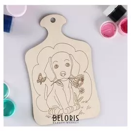 Доска прямоугольная "Собака с цветком" 13,6х0,3х22 см