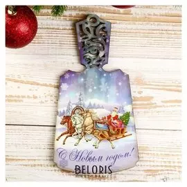 Доска разделочная "Дед мороз" 11х21 см