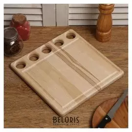 Доска разделочная деревянная "Функциональная №1", с кровостоком, массив, 25×25×2 см