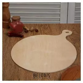 Доска разделочная деревянная "Круг с ручкой классика", 38×30×0,6 см