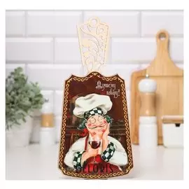 Доска разделочная "Лучшему повару!", дерево, лакированная, 17,5х37 см