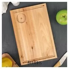 Доска разделочная, промасленная, с кровостоком, берёза, 30×20×1 см