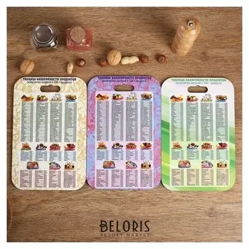 Доска разделочная "Таблица калорийности" 27х18 см