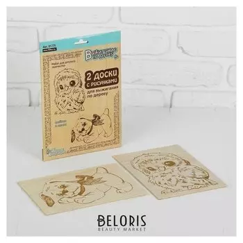 Доски для выжигания "Совёнок и щенок", 2 шт.