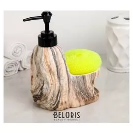 Дозатор для моющего средства с подставкой для губки «Мрамор», 300 мл