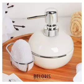 Дозатор для моющего средства с подставкой для губки «Бабл», 400 мл, цвет белый