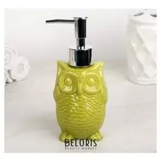 Дозатор для жидкого мыла 250 мл "Совушка", цвет зелёный