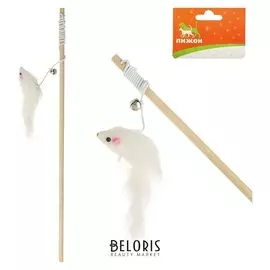 Дразнилка Мышь на деревянной ручке, 36 см