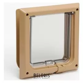 Дверца для кошек «Барсик», проём 145*145 мм, толщина двери 36-42 мм, капучино