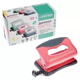 Дырокол 10 листов Devente Pastel, пластиковый, с линейкой,*3 цвета