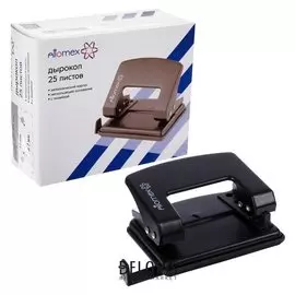Дырокол металлический 25 листов, Attomex, форматная линейка, чёрный