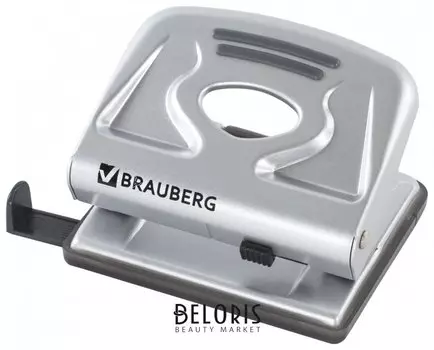 Дырокол металлический Brauberg "Metallic", до 20 листов, серебристый