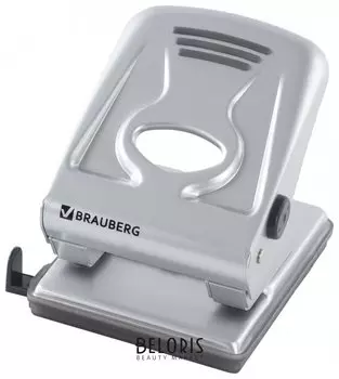Дырокол металлический Brauberg "Metallic", до 40 листов, серебристый