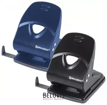 Дырокол металлический Brauberg "Universal+", до 35 листов, ассорти (синий/черный)