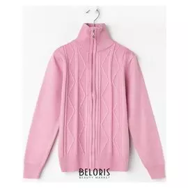 Джемпер для девочки на молнии, цвет розовый, рост 128 см