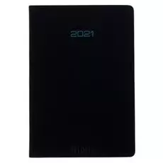 Ежедневник датированный 2021, А5, 176 листов Duo, обложка искусственная кожа, термотиснение, шелкография, 2 ляссе, блок 70 г/м2, чёрный/голубой