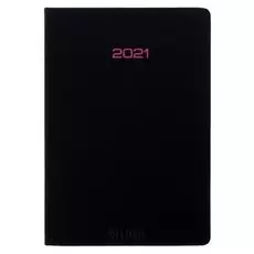 Ежедневник датированный 2021, А5, 176 листов Duo, обложка искусственная кожа, термотиснение, шелкография, 2 ляссе, блок 70 г/м2, чёрный/малиновый