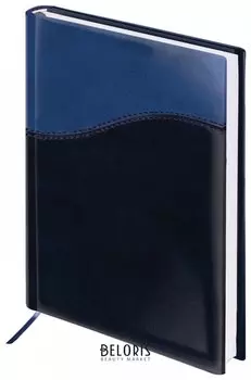 Ежедневник недатированный А5 (138х213 мм) Brauberg "Bond", под комбинированную кожу с волной, 160 л., темно-синий/синий