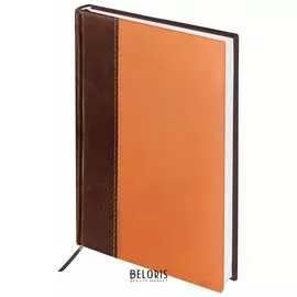 Ежедневник недатированный А5 (138х213 мм) Brauberg "Prestige", комбинированный, 160 л., горчичный/коричневый