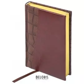 Ежедневник недатированный малый формат (100х150 мм) А6, Brauberg "Cayman", комбинир. кожа, 160 л., крем. блок, золотой срез, коричневый