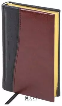 Ежедневник недатированный малый формат (100х150 мм) А6, BRAUBERG "Cayman", комбинир. кожа, 160 л, крем. блок, зол. срез, чер/т-корич