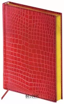 Ежедневник полудатированный А5 (138х213 мм) Brauberg "Alligator", под крокодиловую кожу, 192 л., кремовый блок, золотой срез, красный