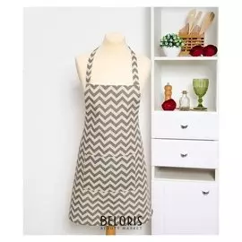 Фартук доляна 60х70см, зигзаг сер, 100%пэ, рогожка 200 гр/м